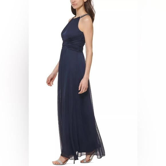 Jessica Howard Women’s Embellished neck Ruched-Front Gown Sz 8 - Picture 3 of 3